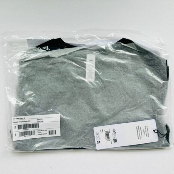 ALO Alosoft Crop Finesse Short Sleeve Short Sleeve Black Small NEW Crop Top - Picture 2 of 3